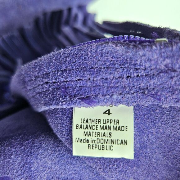 Minnetonka 3-Layer Fringe Boots Purple Suede Zip Up Girls Size 4 Leather Upper‎ - Picture 6 of 6